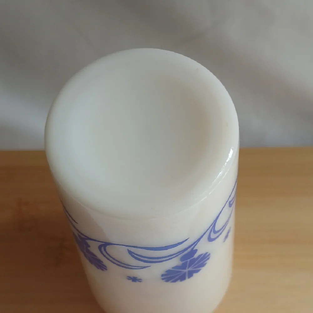 1 Vintage Hazel Atlas Blue Cornflower Milk Glass Tumbler 8 oz.